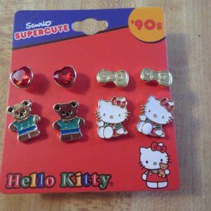 4 Pair of Hello Kitty Earrings 1990's